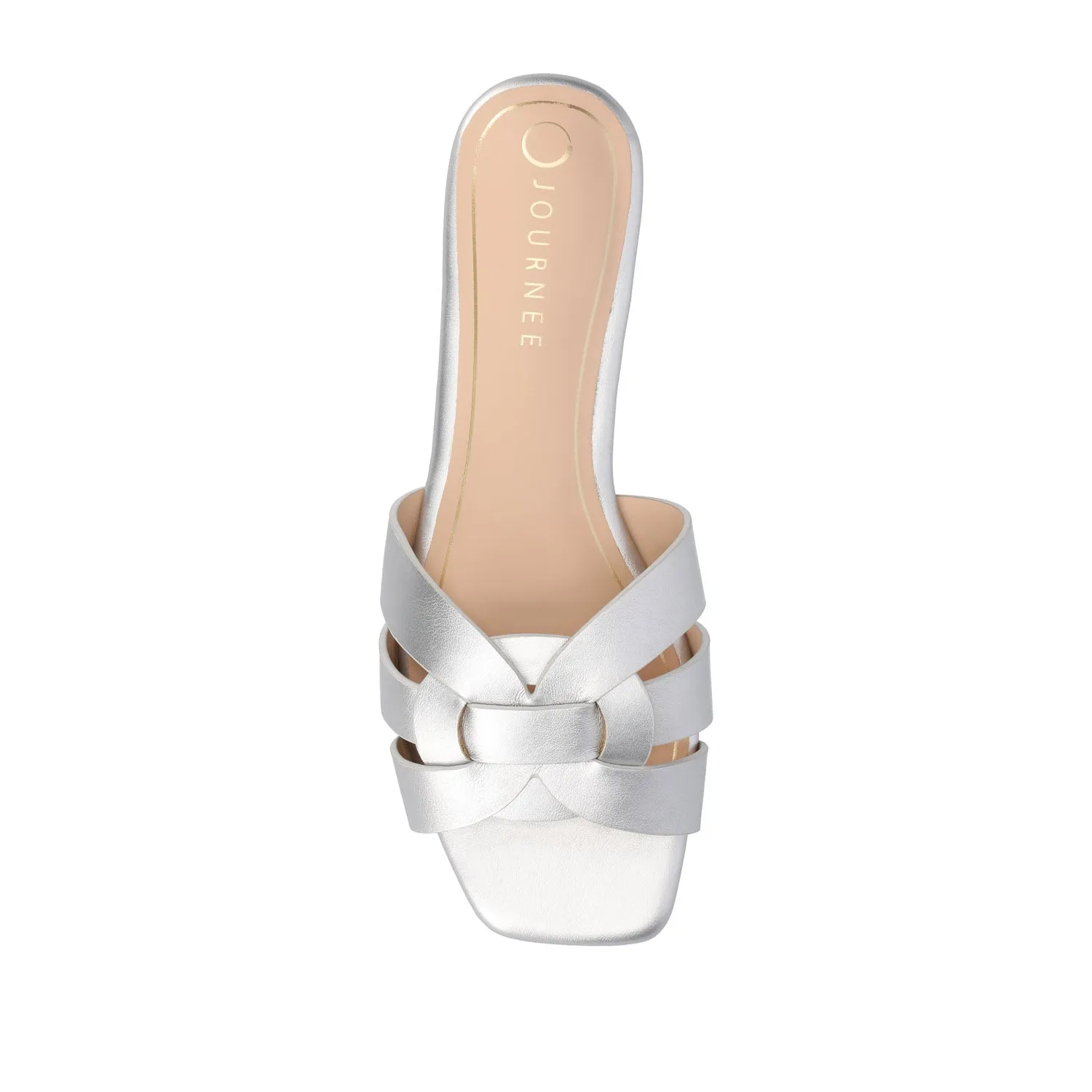 ARRINA BASIC PATENT SLIDE SANDALS IN WIDE lake vibe