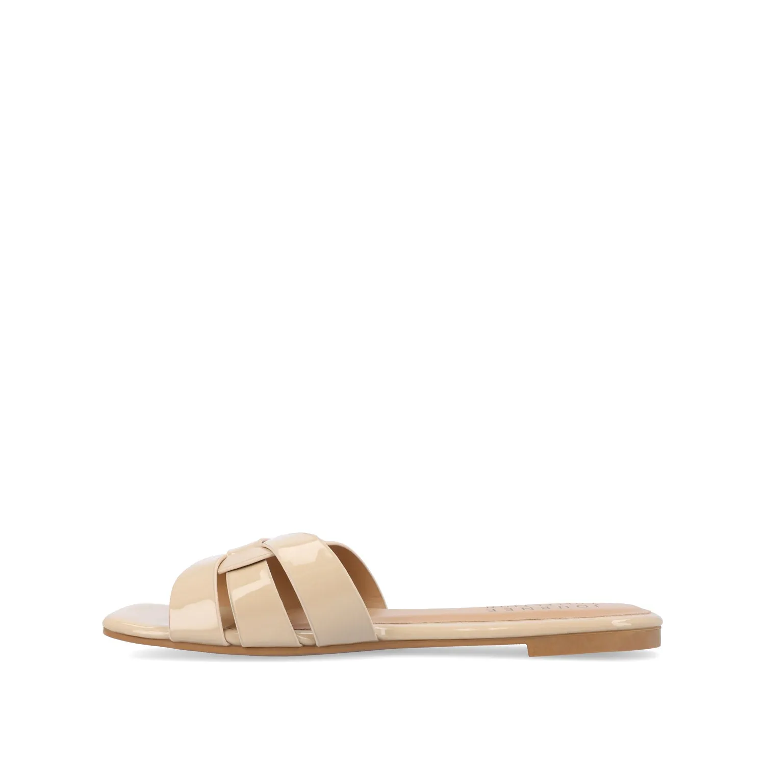 ARRINA BASIC PATENT SLIDE SANDALS IN WIDE lake vibe