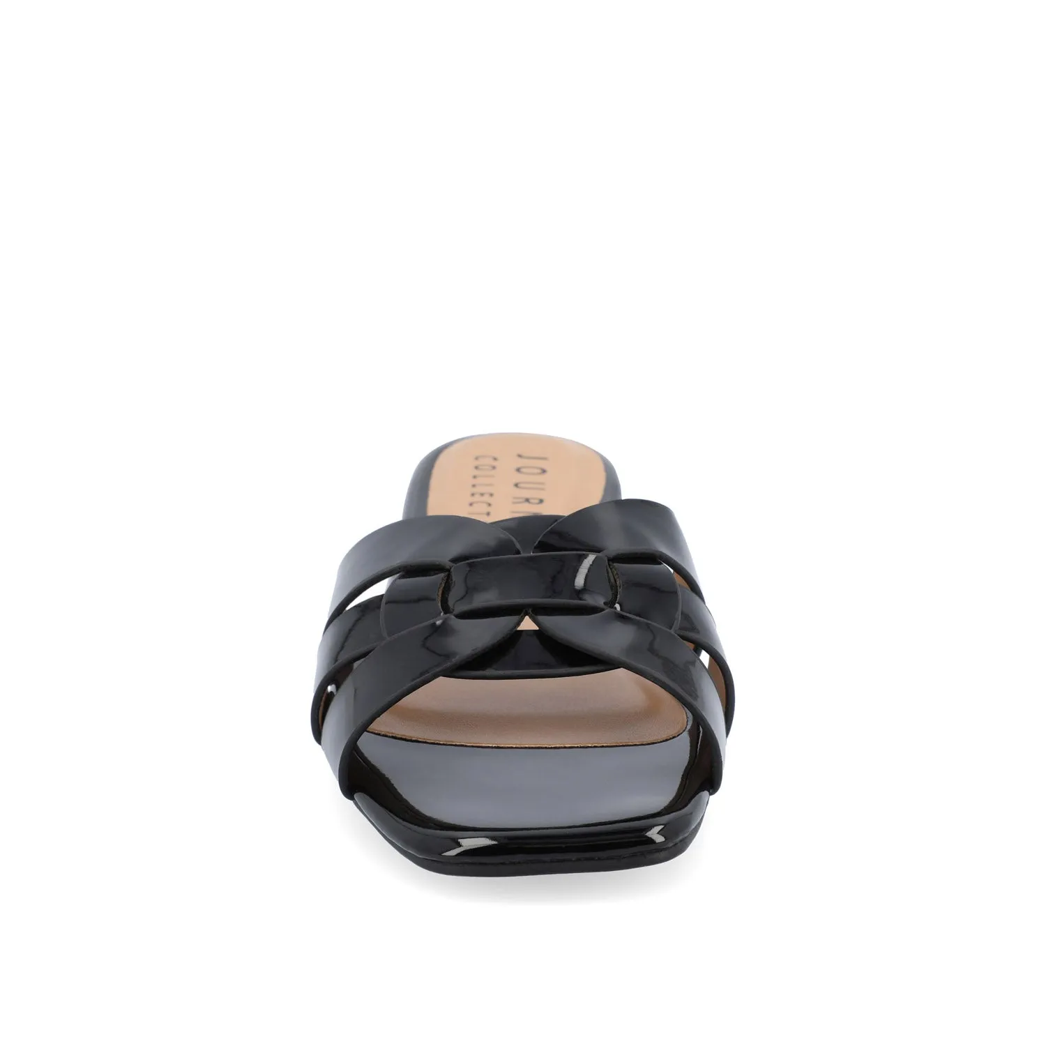 ARRINA BASIC PATENT SLIDE SANDALS IN WIDE lake vibe