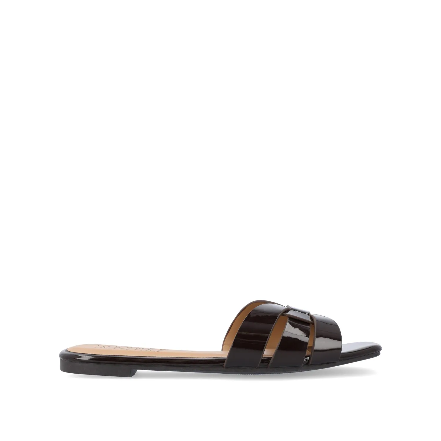 ARRINA BASIC PATENT SLIDE SANDALS IN WIDE lake vibe