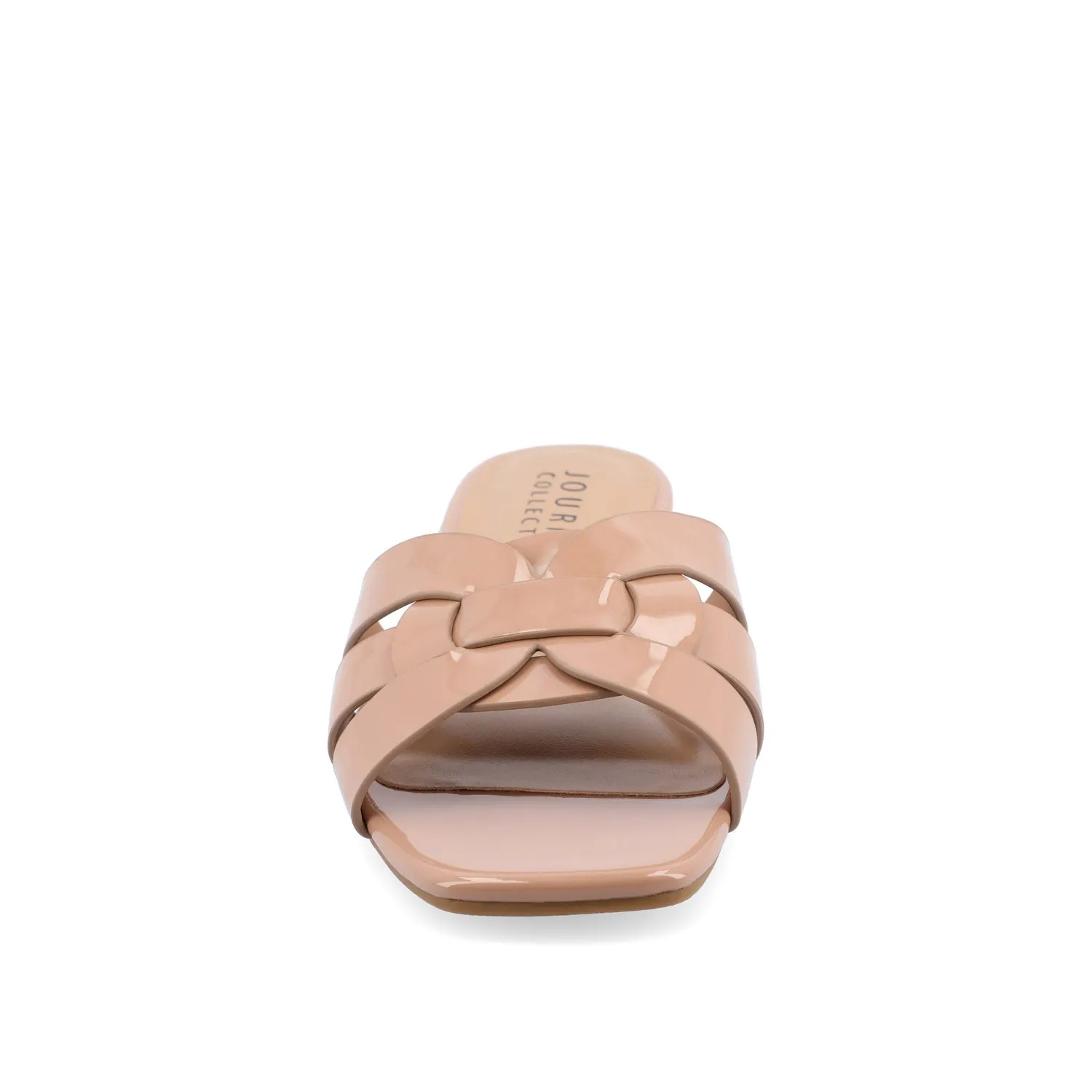 ARRINA BASIC PATENT SLIDE SANDALS IN WIDE lake vibe