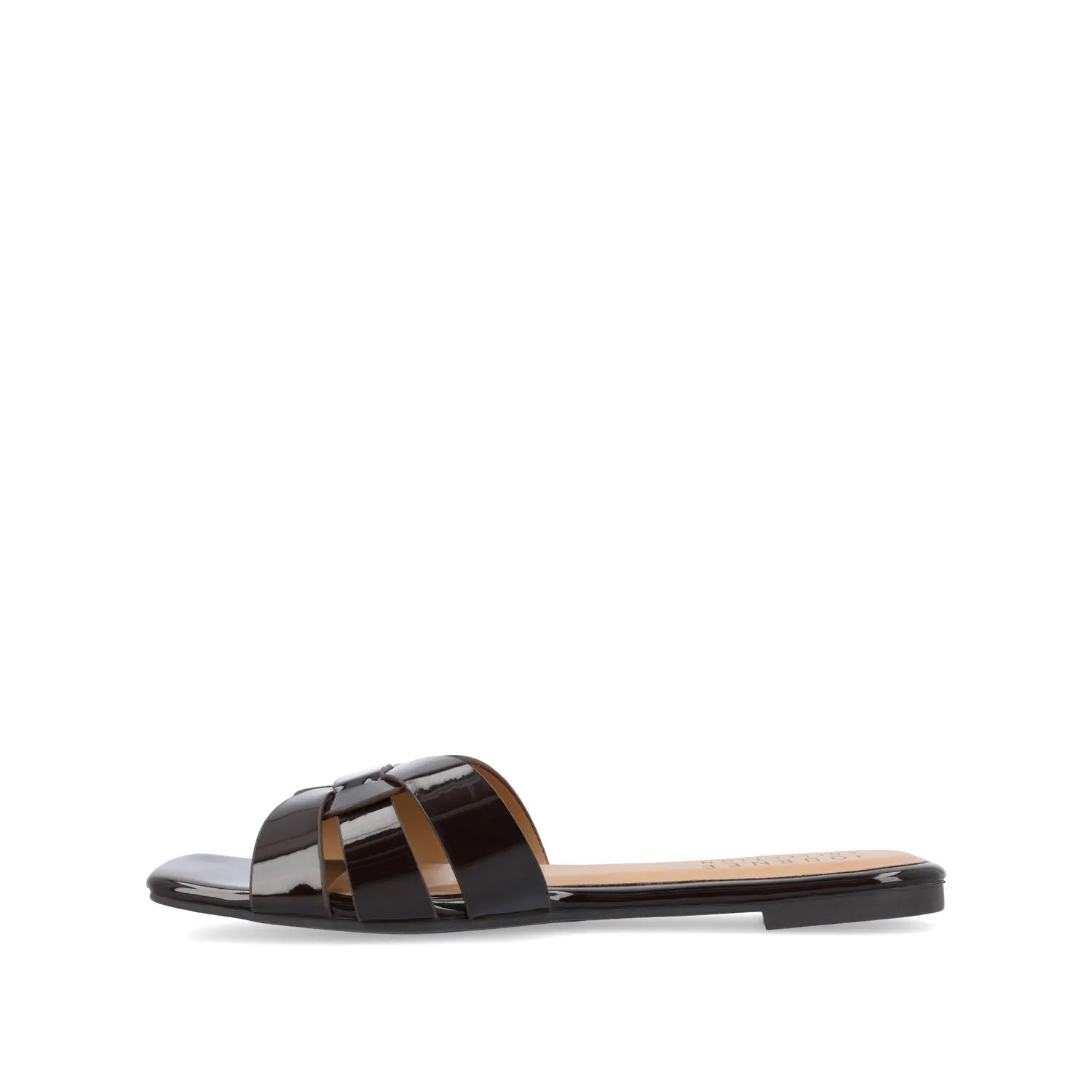 ARRINA BASIC PATENT SLIDE SANDALS IN WIDE lake vibe