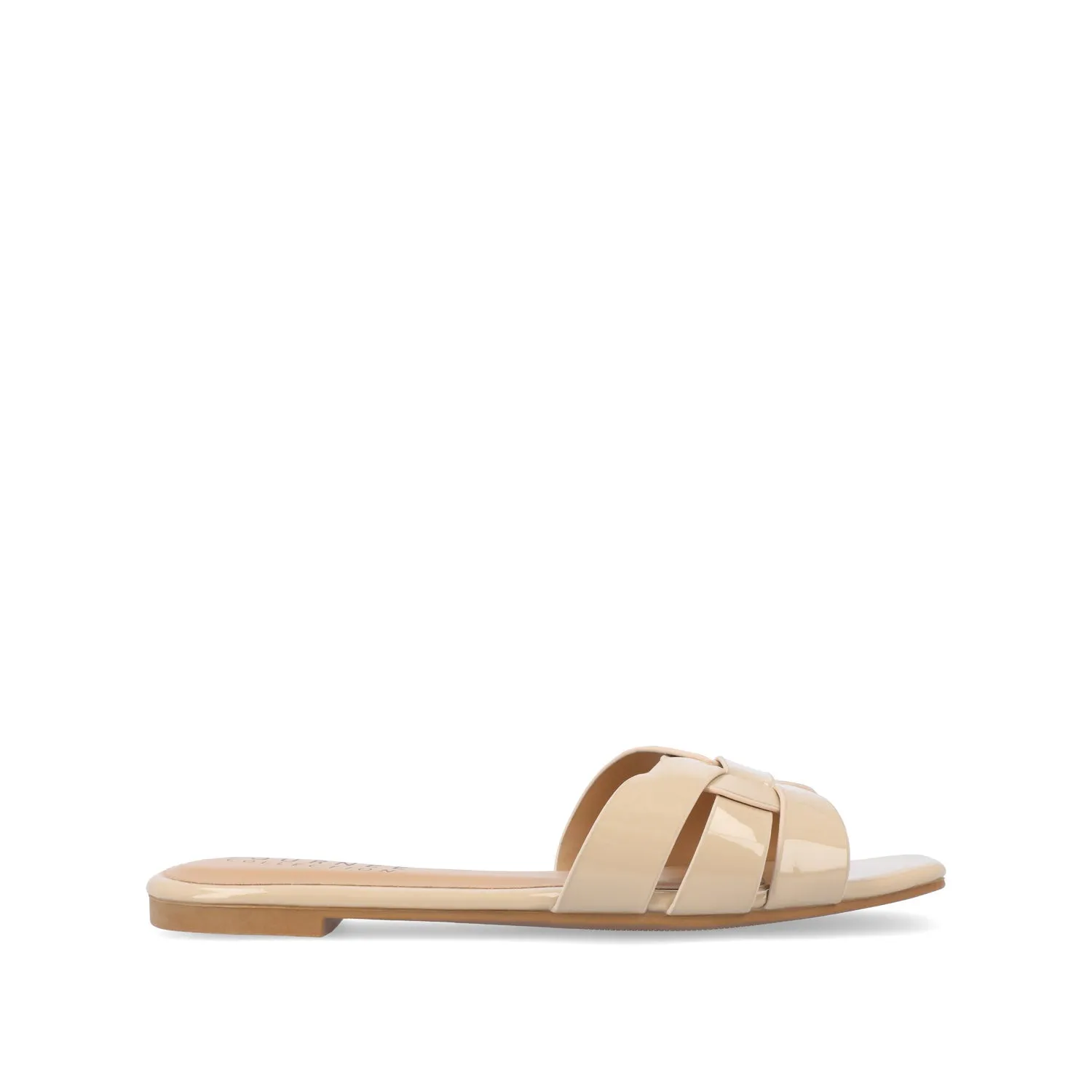 ARRINA BASIC PATENT SLIDE SANDALS IN WIDE lake vibe