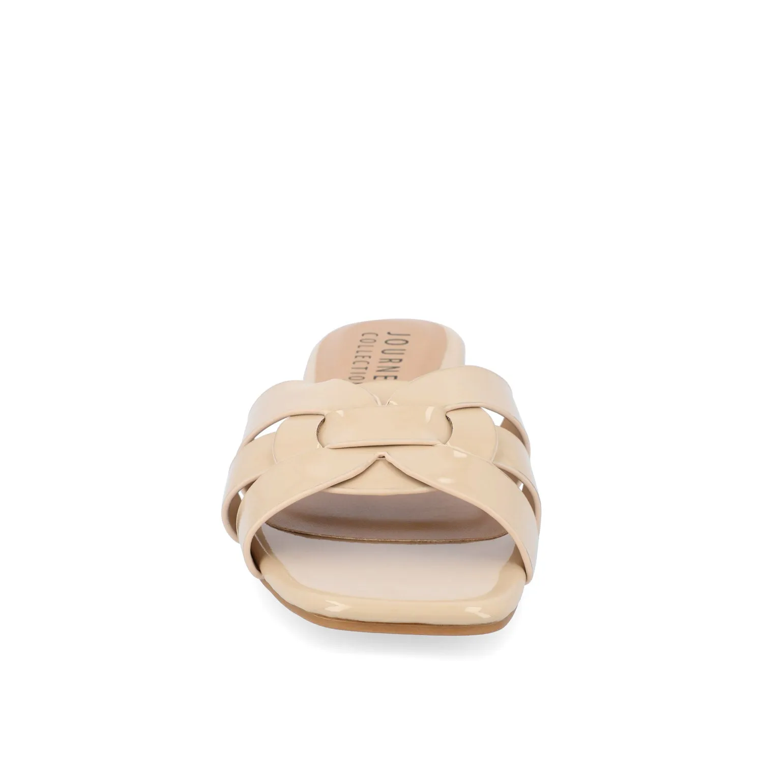 ARRINA SLIDE SANDALS IN BASIC PATENT strap slim