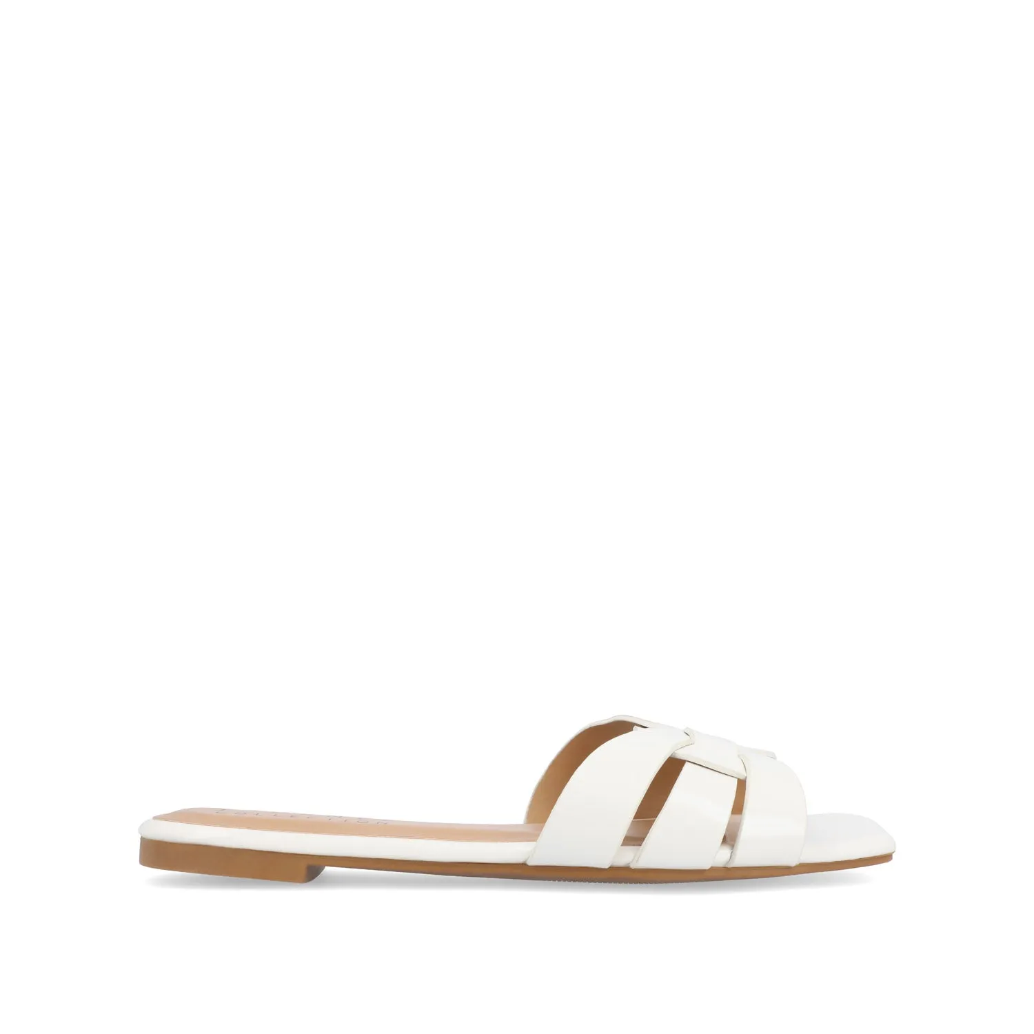 ARRINA SLIDE SANDALS IN BASIC PATENT strap slim