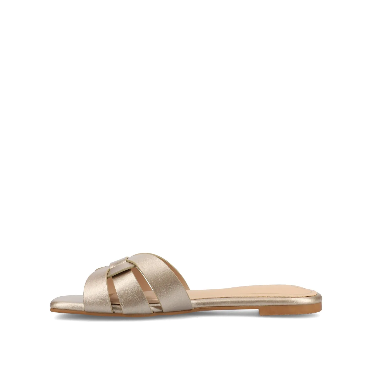 ARRINA SLIDE SANDALS IN BASIC PATENT strap slim