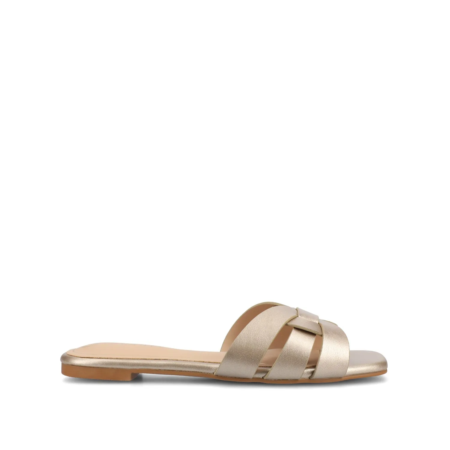 ARRINA SLIDE SANDALS IN BASIC PATENT strap slim