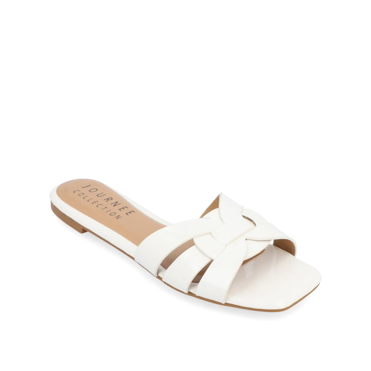 ARRINA SLIDE SANDALS IN BASIC PATENT strap slim