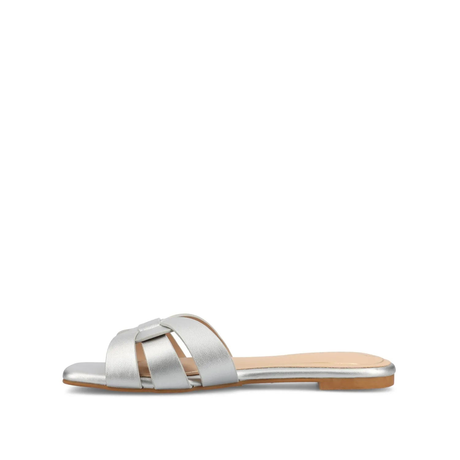 ARRINA SLIDE SANDALS IN BASIC PATENT strap slim