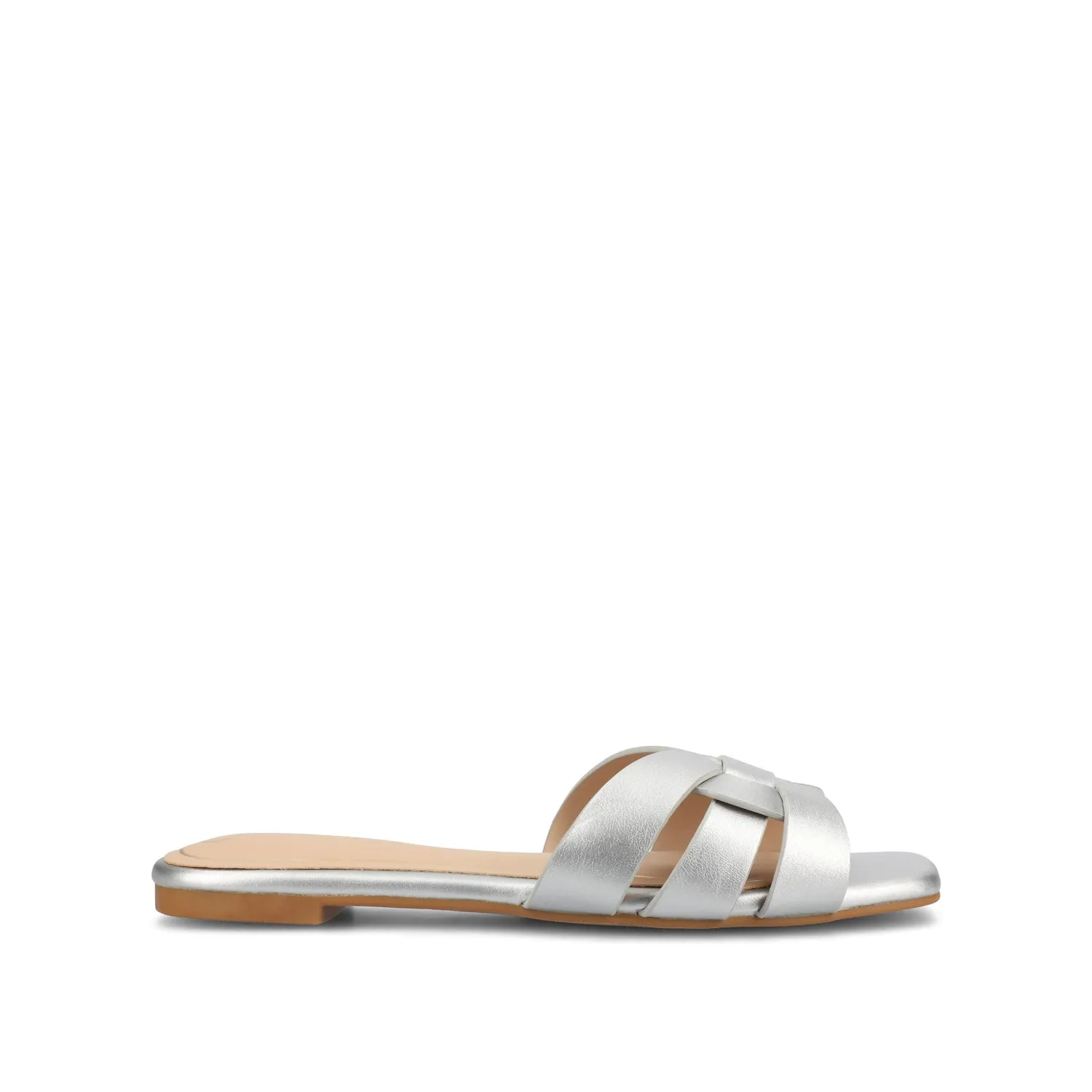 ARRINA SLIDE SANDALS IN BASIC PATENT strap slim
