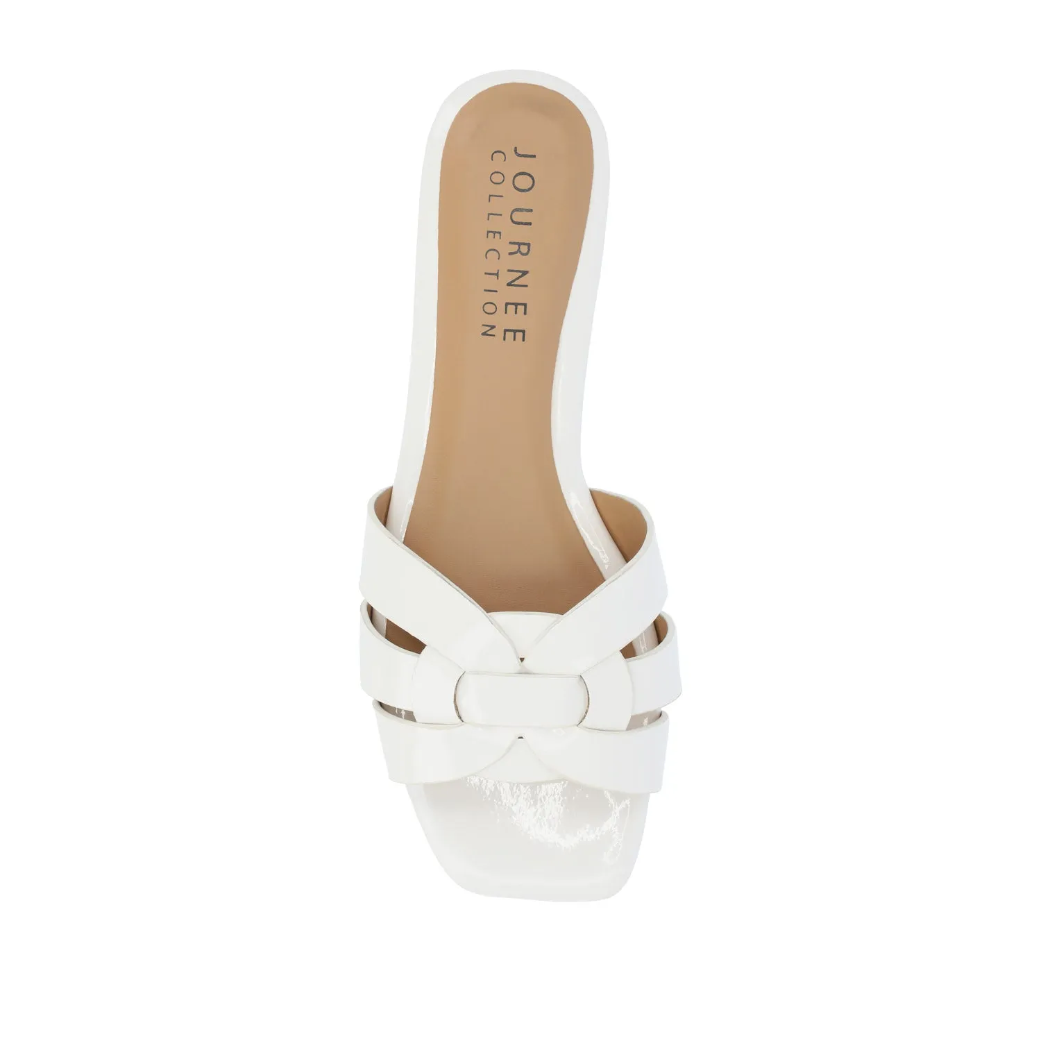 ARRINA SLIDE SANDALS IN BASIC PATENT strap slim