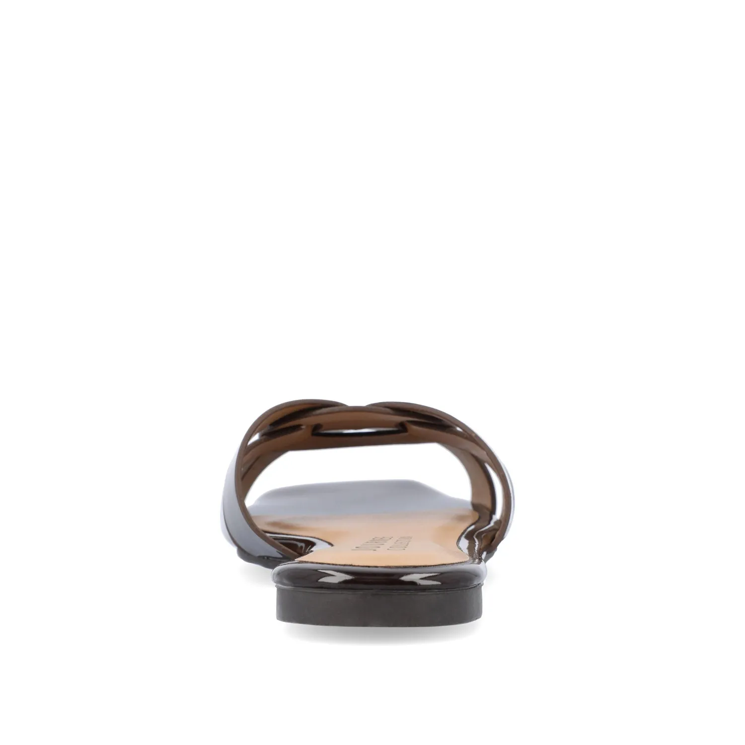 ARRINA SLIDE SANDALS IN BASIC PATENT strap slim
