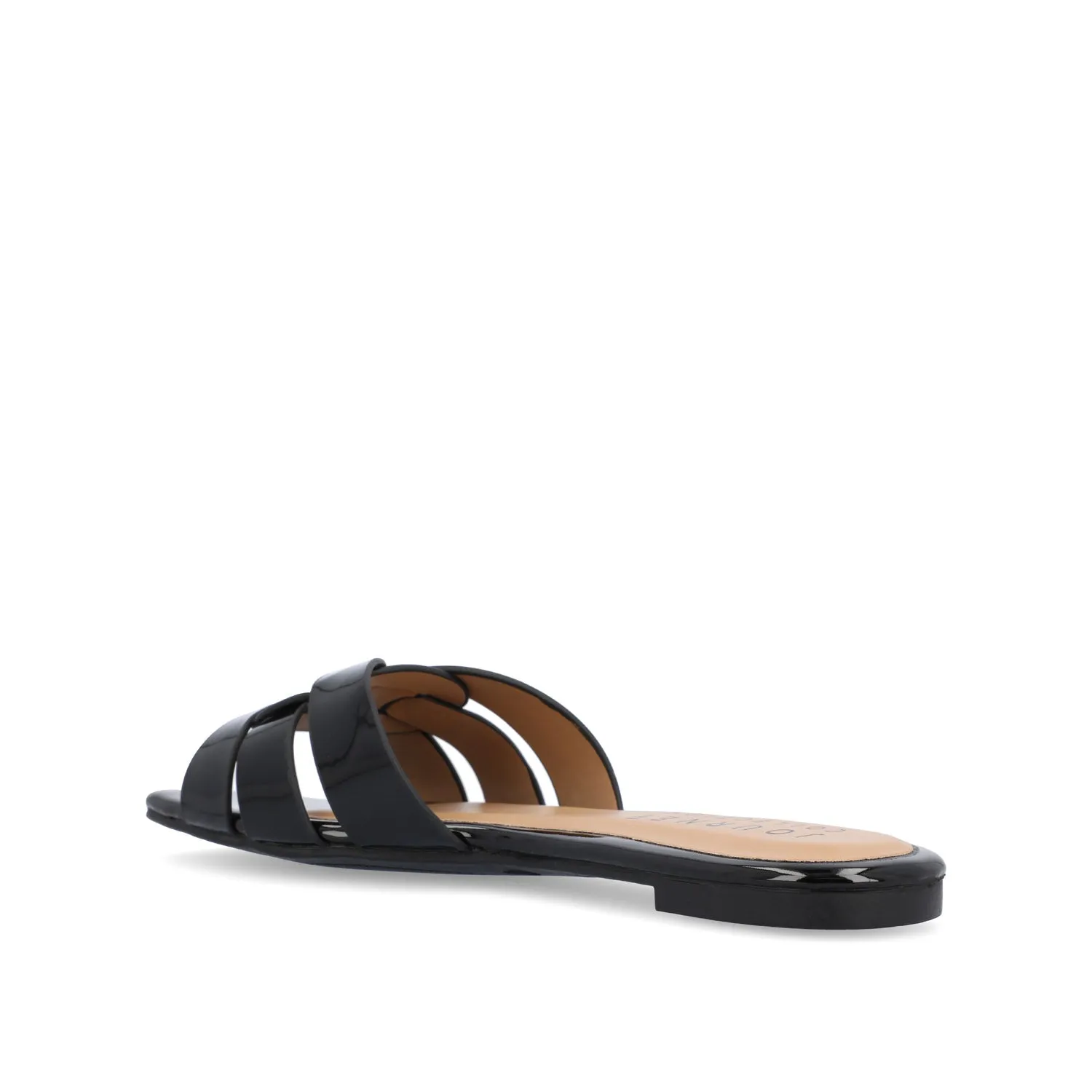 ARRINA SLIDE SANDALS IN BASIC PATENT strap slim