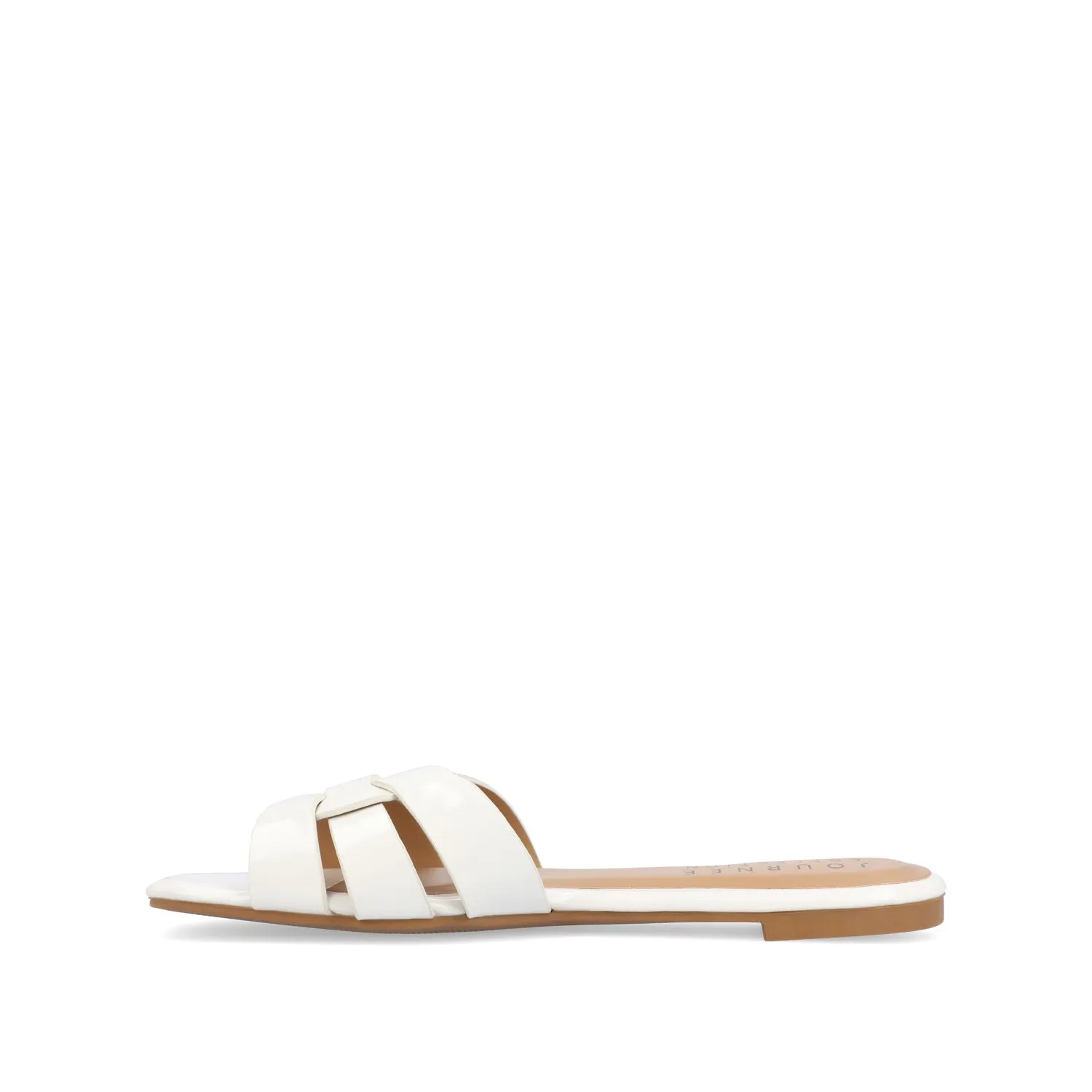 ARRINA SLIDE SANDALS IN BASIC PATENT strap slim
