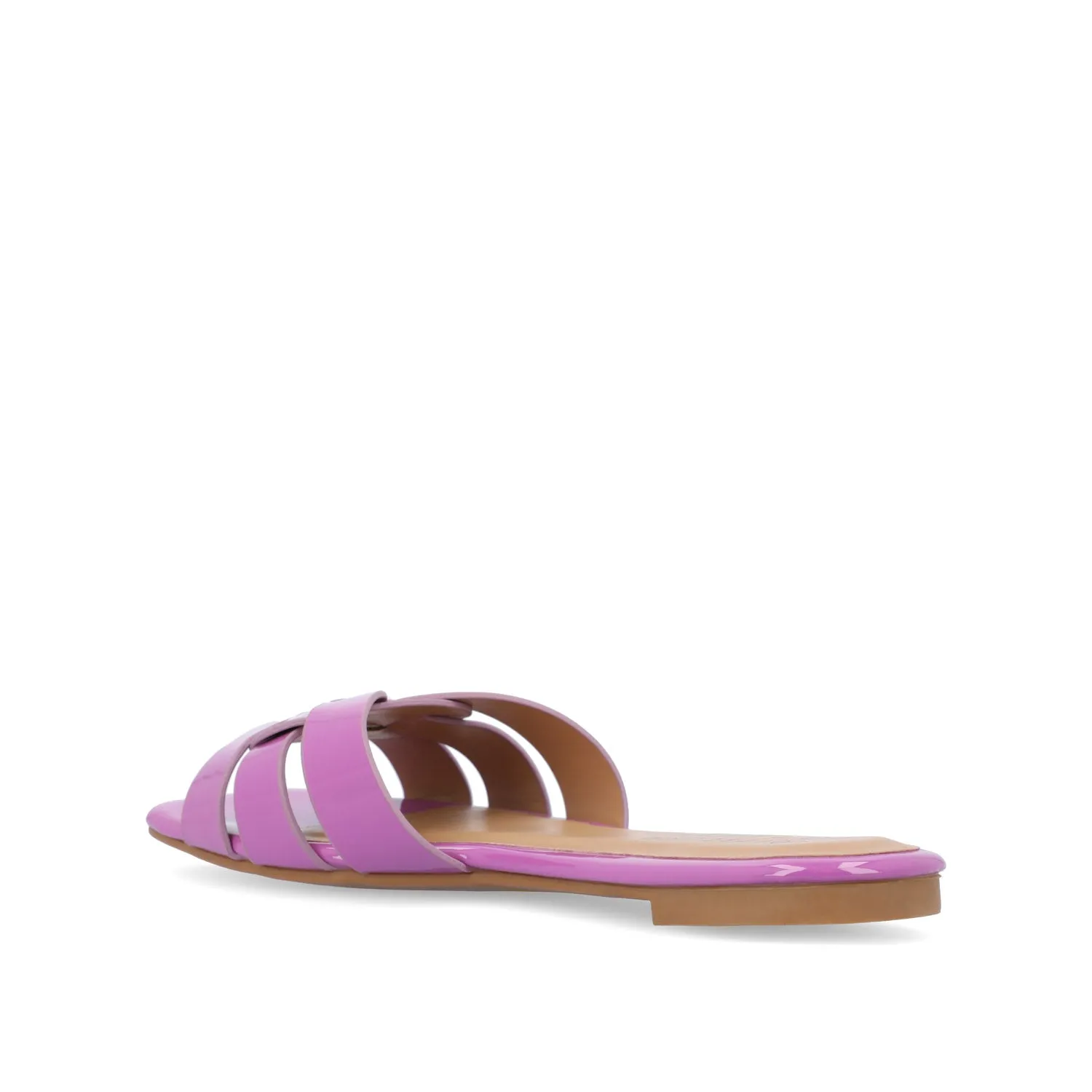ARRINA SLIDE SANDALS IN STATEMENT PATENT sunny skin