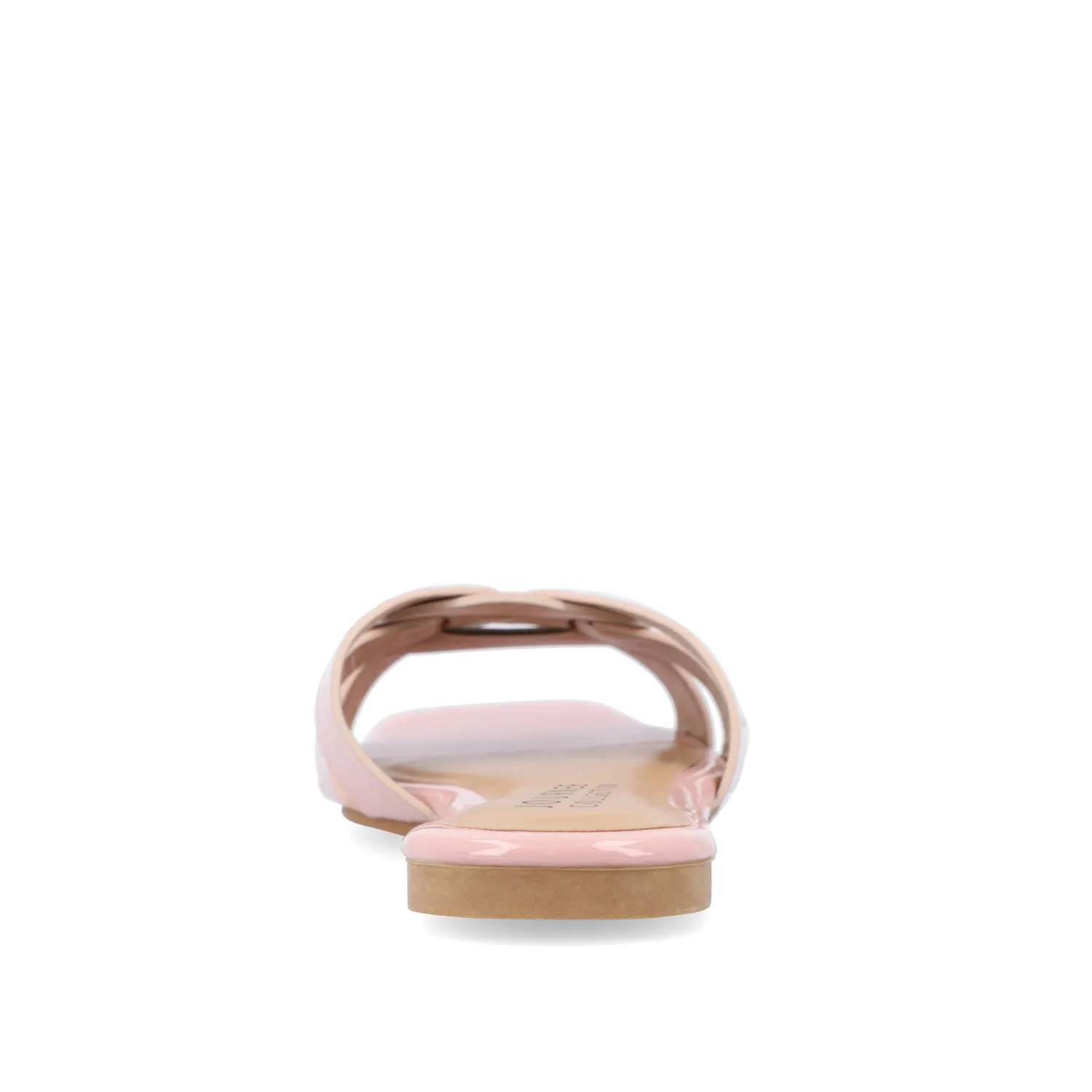 ARRINA SLIDE SANDALS IN STATEMENT PATENT sunny skin