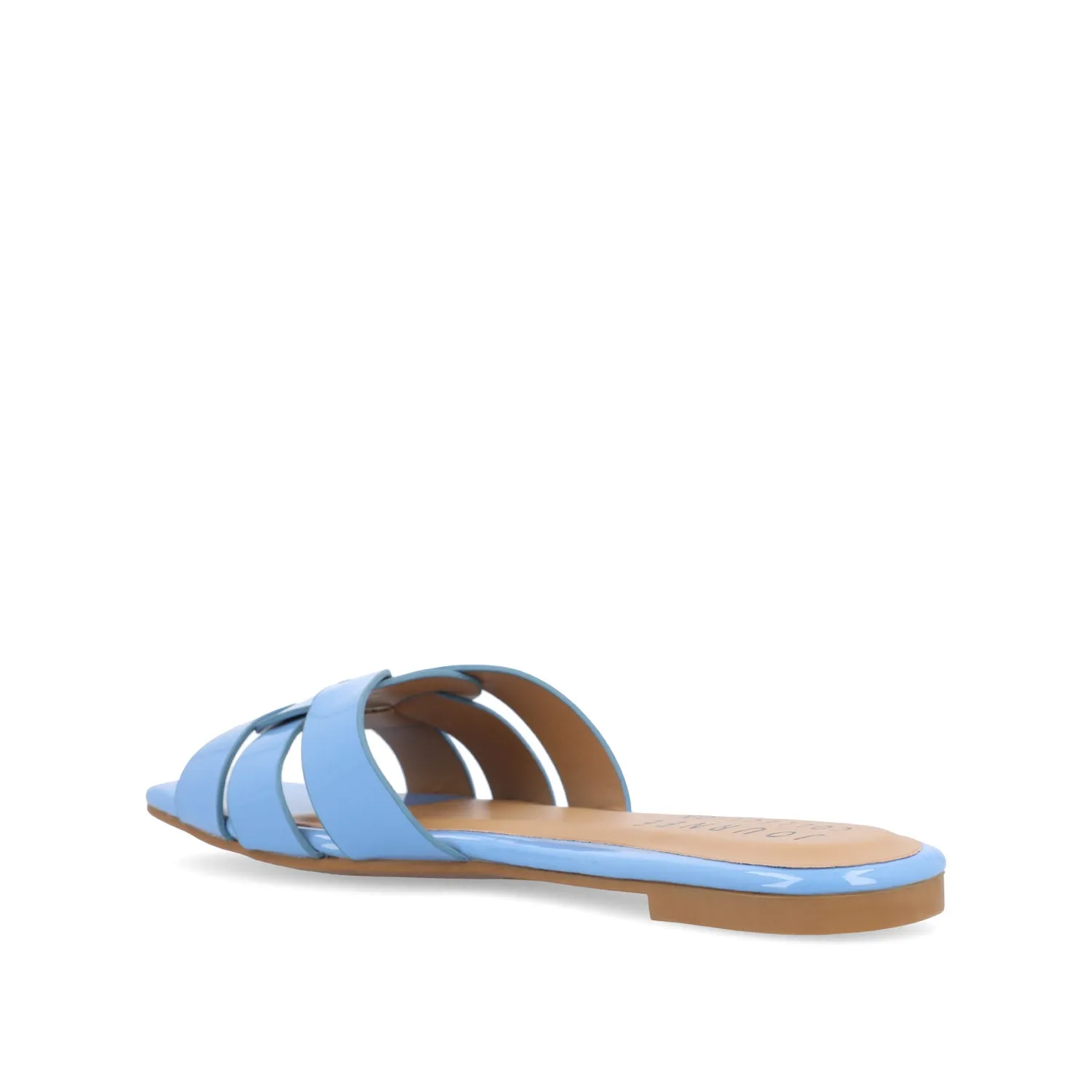 ARRINA SLIDE SANDALS IN STATEMENT PATENT sunny skin
