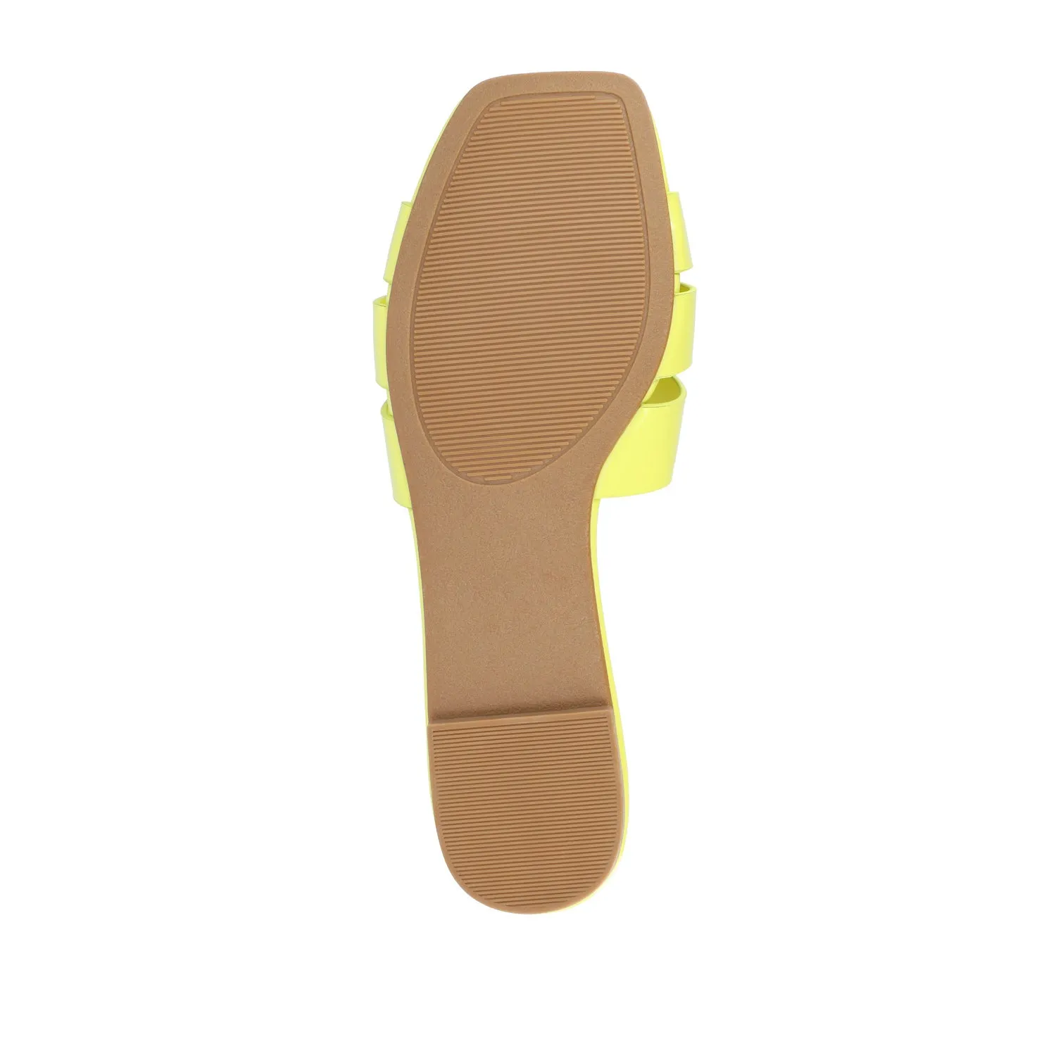 ARRINA SLIDE SANDALS IN STATEMENT PATENT sunny skin