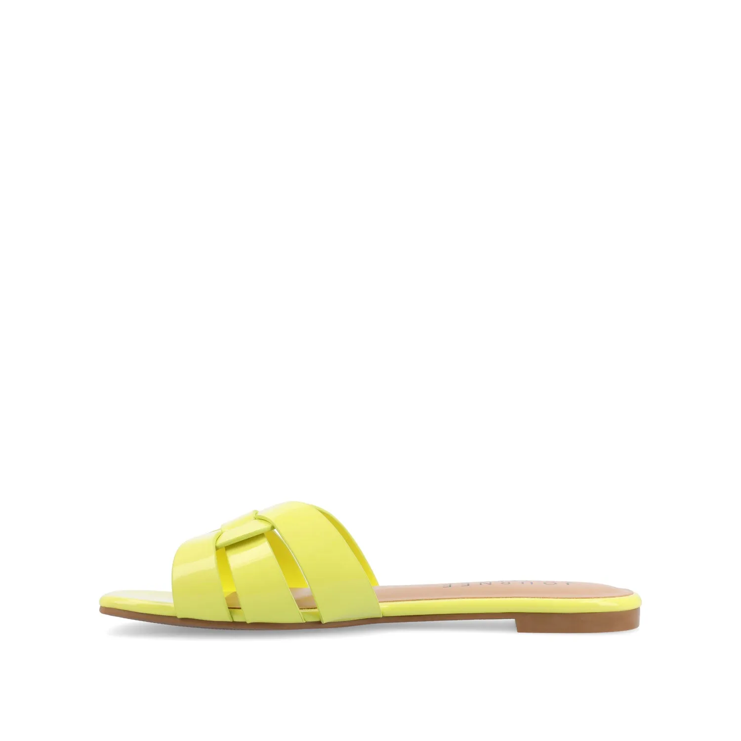ARRINA SLIDE SANDALS IN STATEMENT PATENT sunny skin