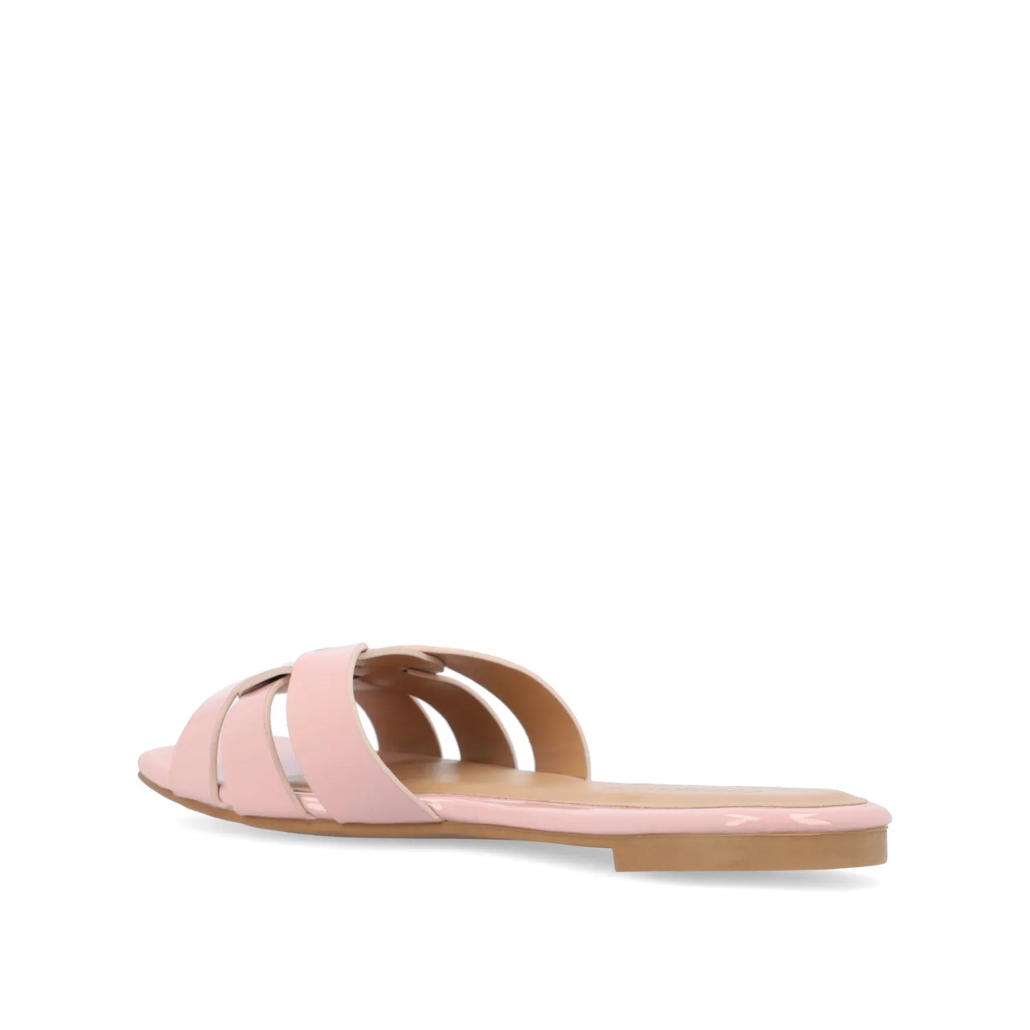 ARRINA SLIDE SANDALS IN STATEMENT PATENT sunny skin