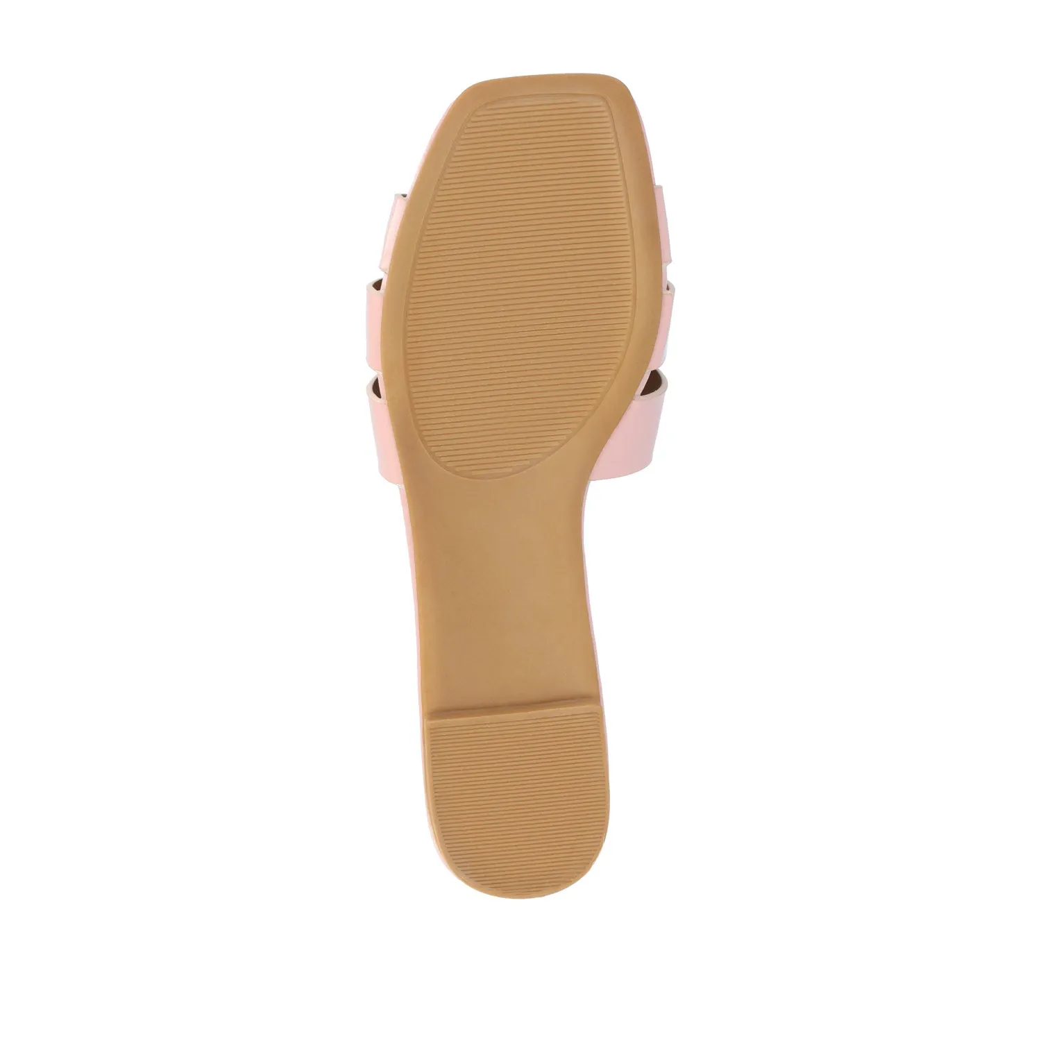 ARRINA SLIDE SANDALS IN STATEMENT PATENT sunny skin