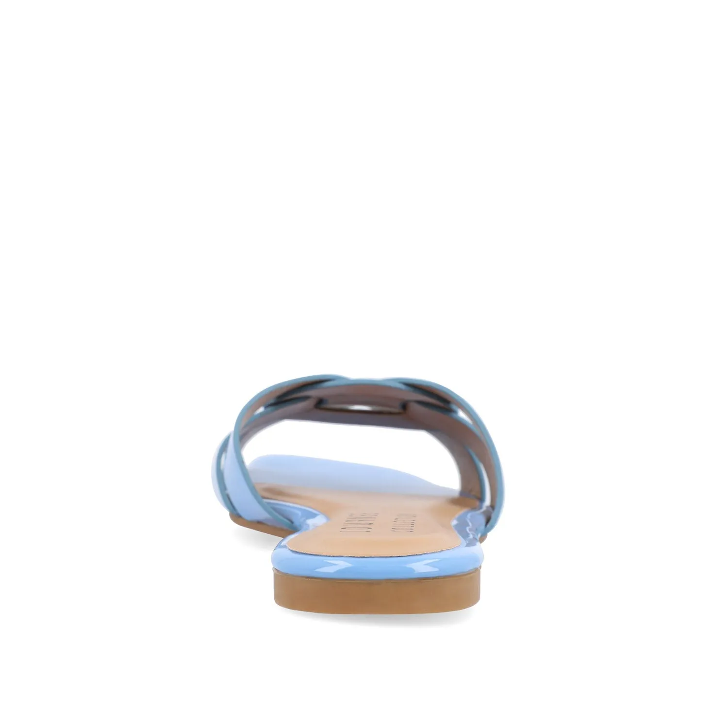 ARRINA SLIDE SANDALS IN STATEMENT PATENT sunny skin