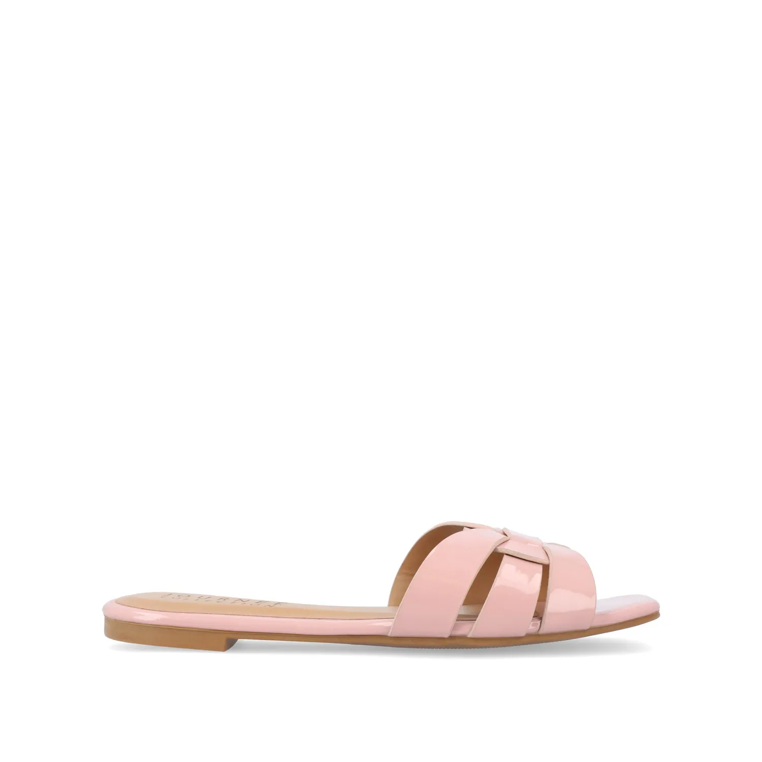 ARRINA STATEMENT PATENT SLIDE SANDALS IN WIDE breeze foot