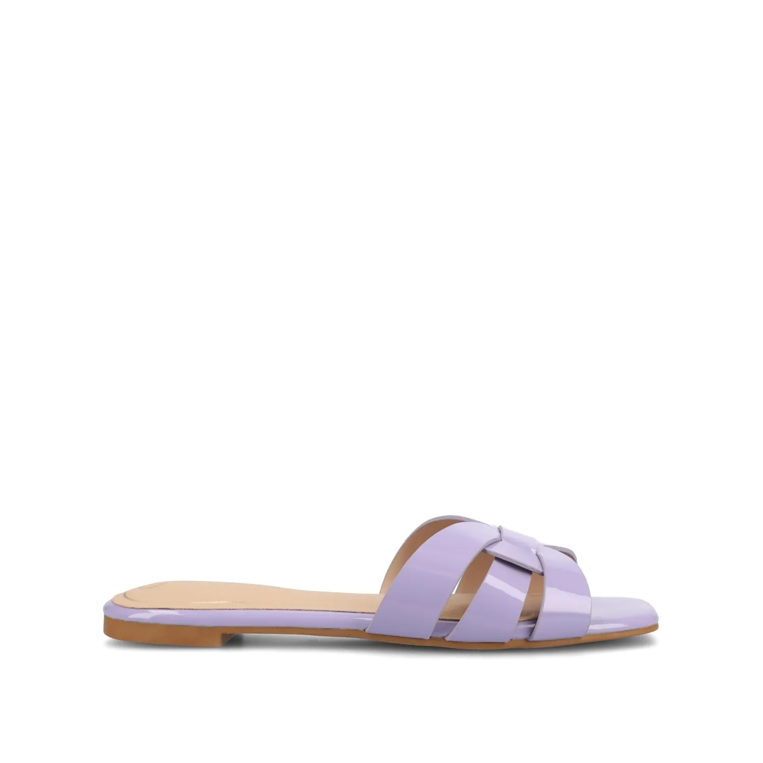 ARRINA STATEMENT PATENT SLIDE SANDALS IN WIDE breeze foot