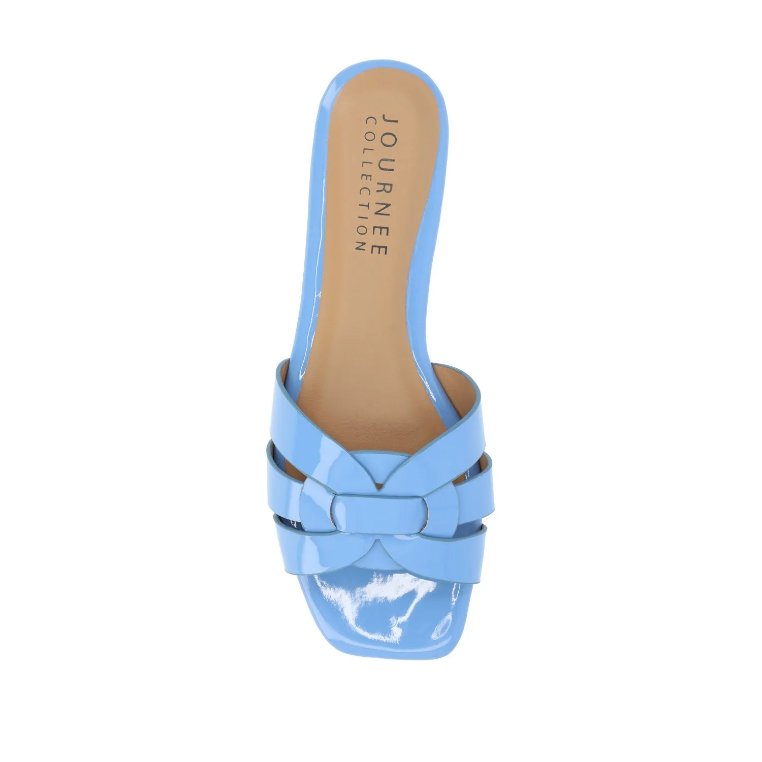 ARRINA STATEMENT PATENT SLIDE SANDALS IN WIDE breeze foot
