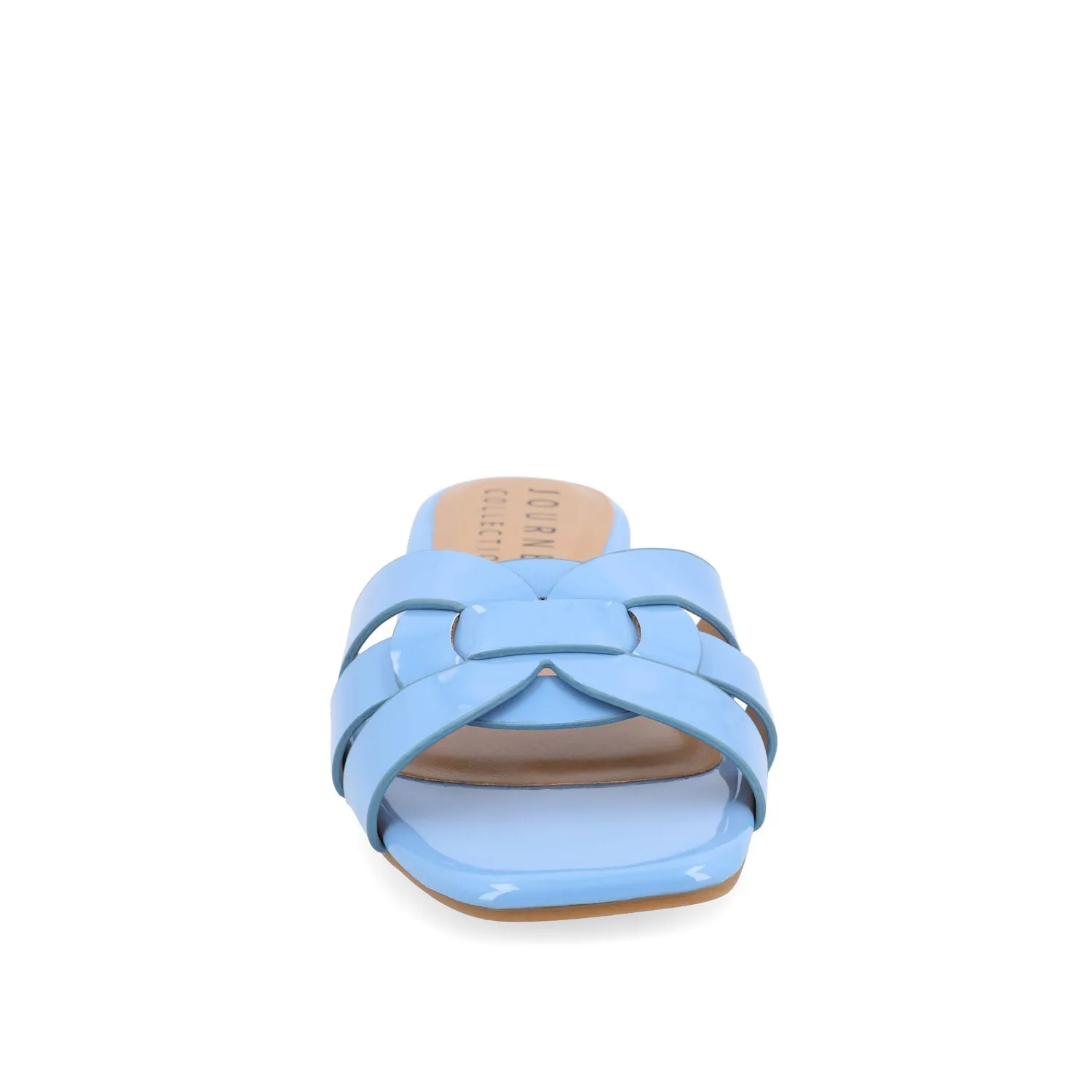 ARRINA STATEMENT PATENT SLIDE SANDALS IN WIDE breeze foot