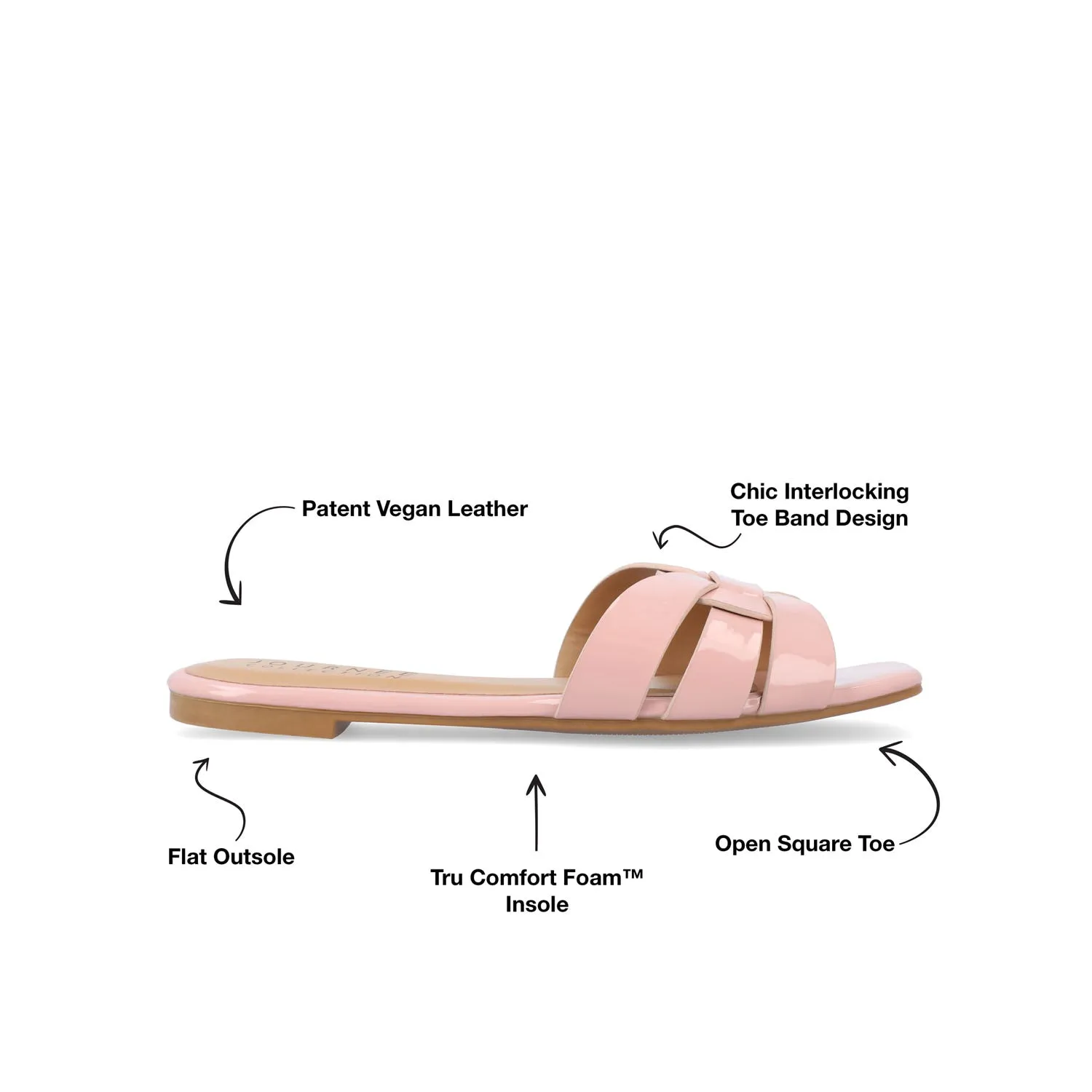 ARRINA STATEMENT PATENT SLIDE SANDALS IN WIDE breeze foot
