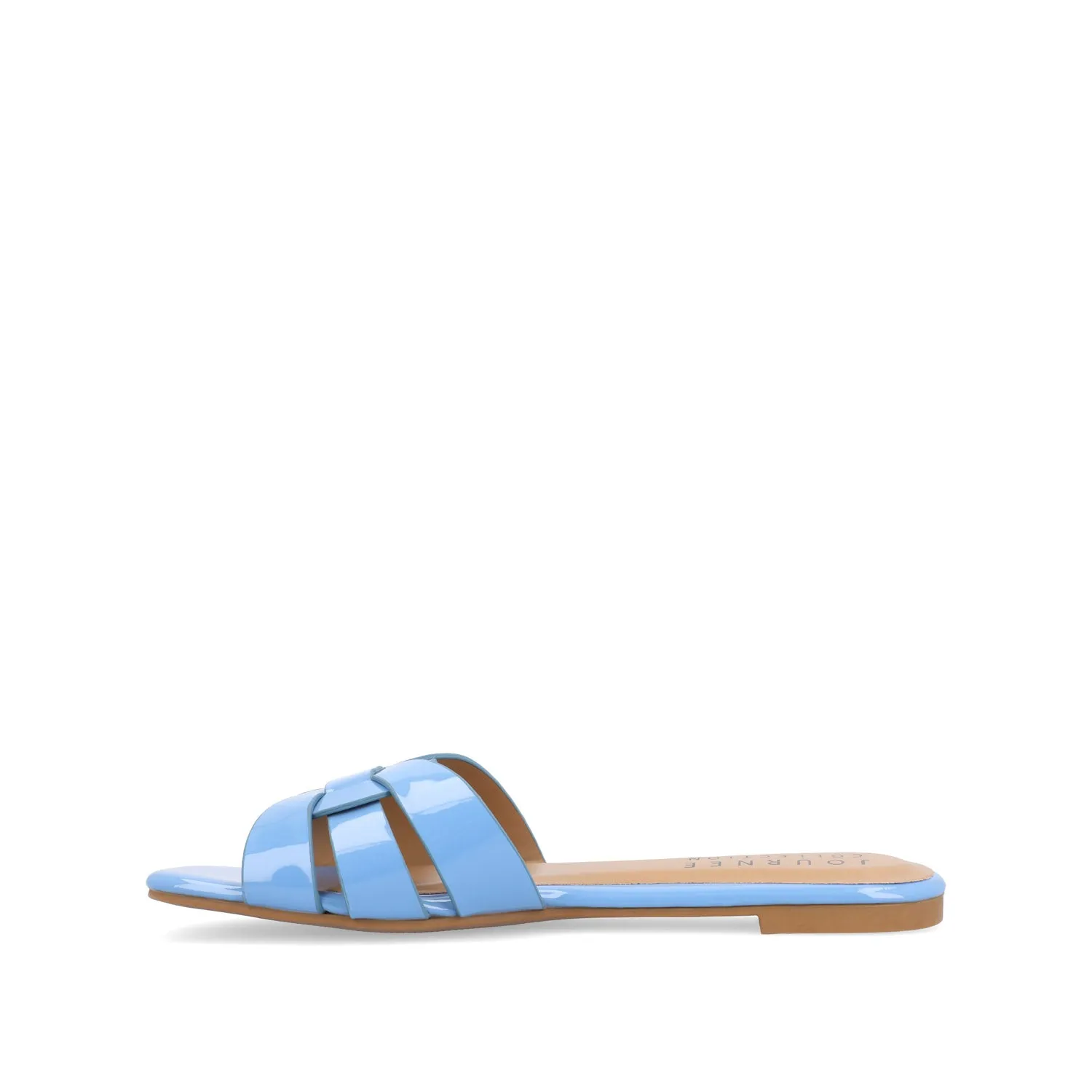 ARRINA STATEMENT PATENT SLIDE SANDALS IN WIDE breeze foot