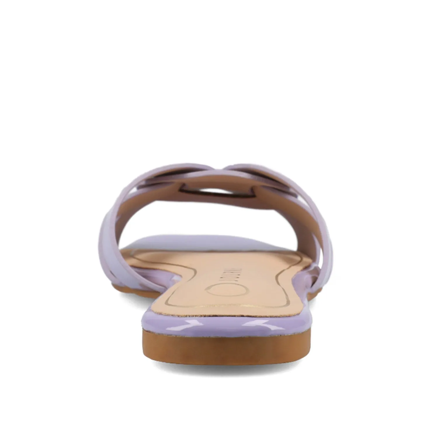 ARRINA STATEMENT PATENT SLIDE SANDALS IN WIDE breeze foot
