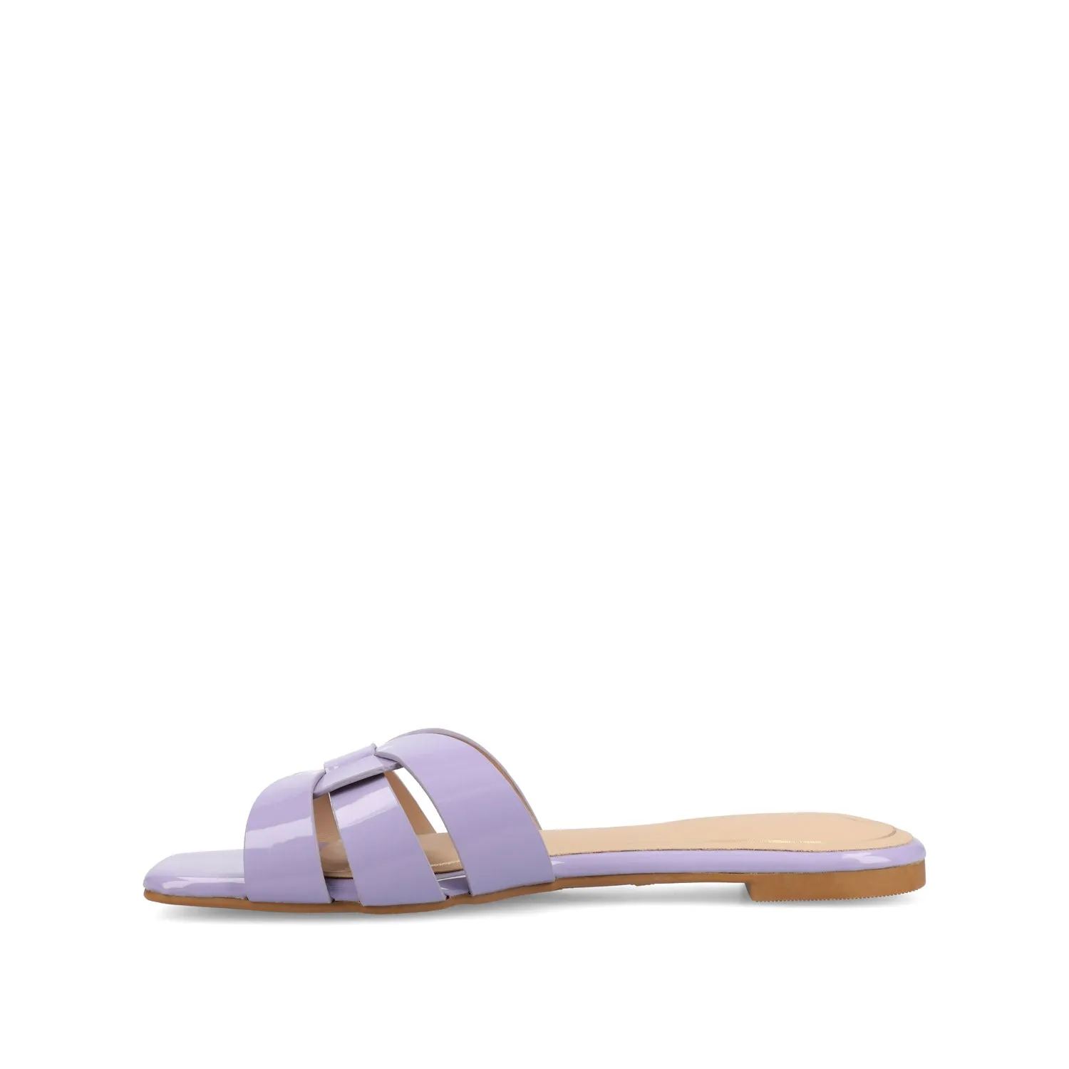 ARRINA STATEMENT PATENT SLIDE SANDALS IN WIDE breeze foot