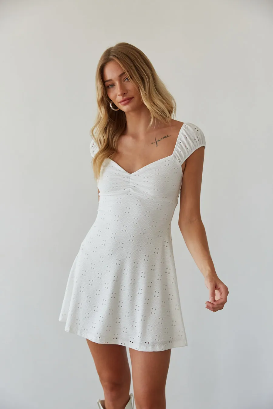 Aspen Eyelet Mini Dress calm move