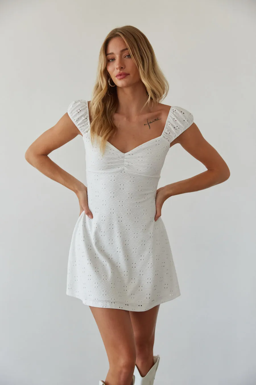 Aspen Eyelet Mini Dress calm move