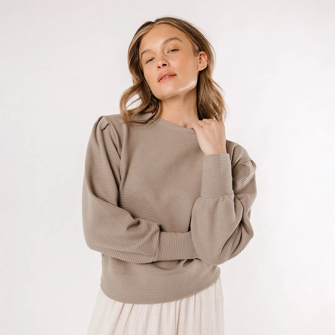 Atlas Ribbed Sweater, Chestnut minimal tone