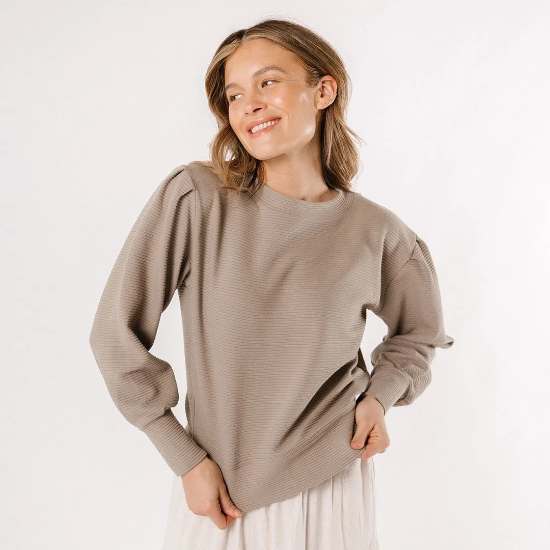 Atlas Ribbed Sweater, Chestnut minimal tone