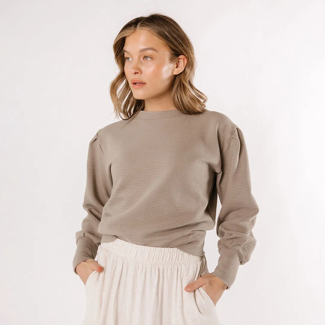 Atlas Ribbed Sweater, Chestnut minimal tone