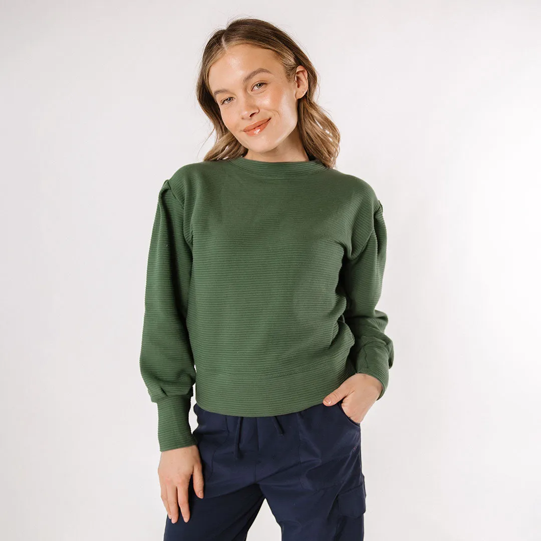 Atlas Ribbed Sweater, Emerald tall ease