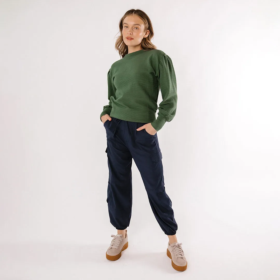 Atlas Ribbed Sweater, Emerald tall ease