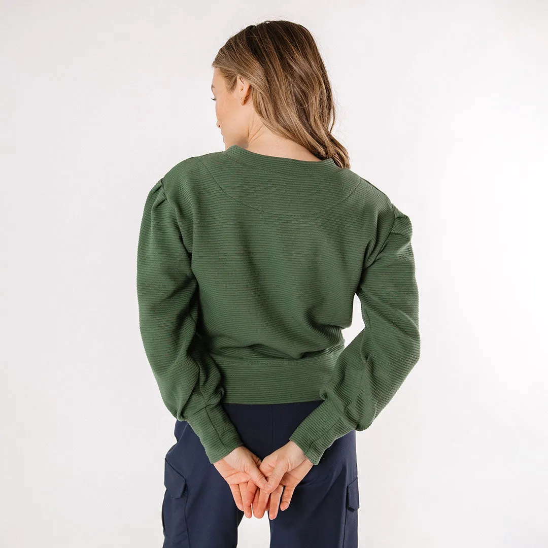Atlas Ribbed Sweater, Emerald tall ease