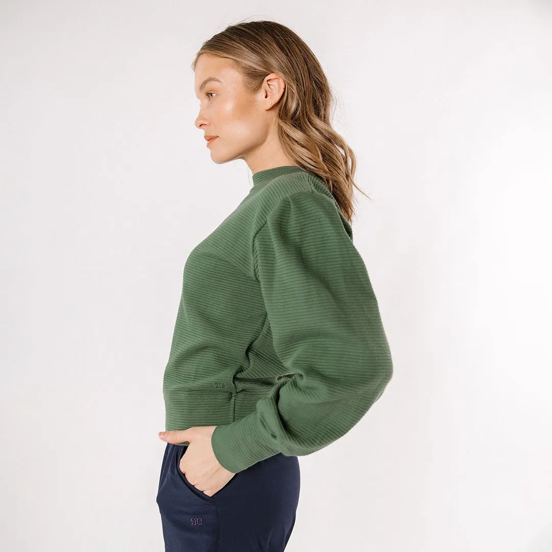 Atlas Ribbed Sweater, Emerald tall ease