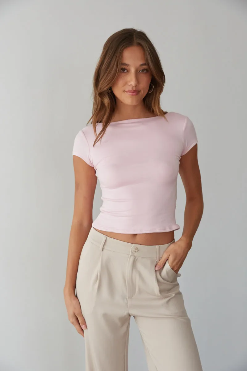 Aubrey Butter Soft Open Back Baby Tee sport match