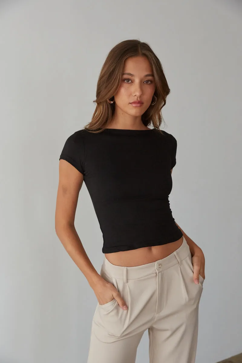 Aubrey Butter Soft Open Back Baby Tee sport match