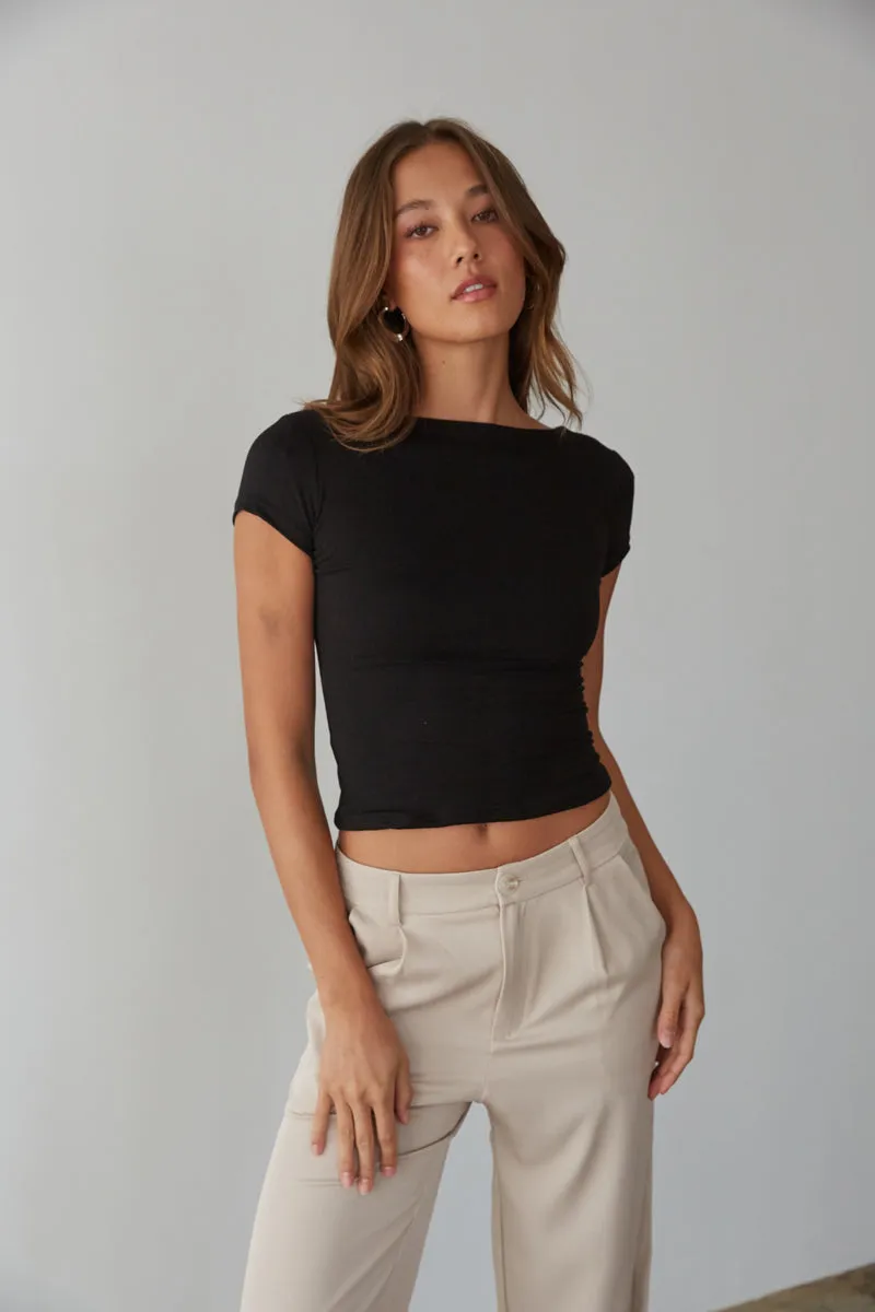 Aubrey Butter Soft Open Back Baby Tee sport match