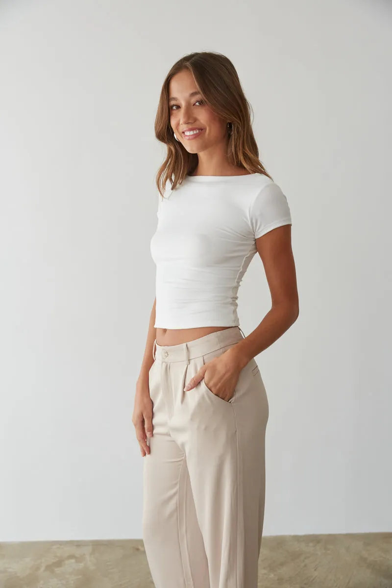 Aubrey Butter Soft Open Back Baby Tee sport match