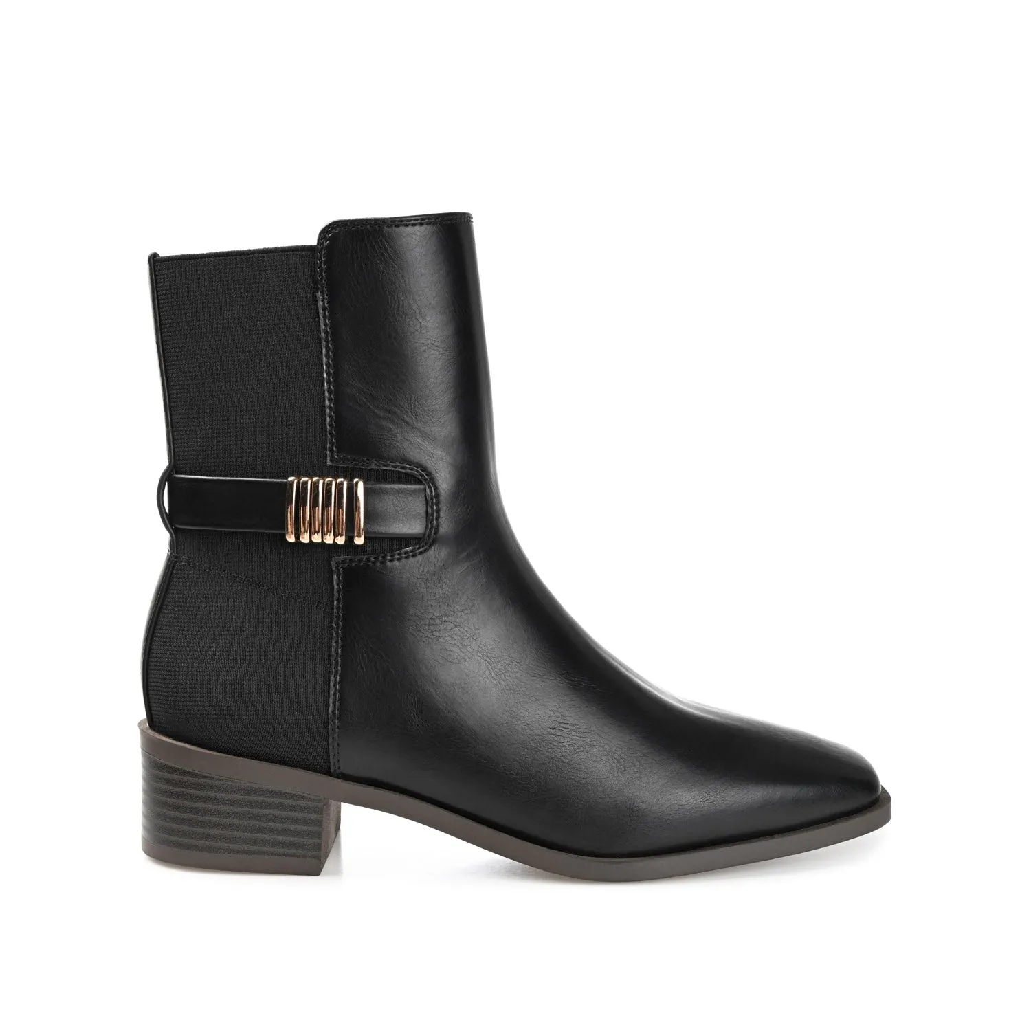 AUBRIE SQUARE TOE BOOTIES IN FAUX LEATHER suede touch