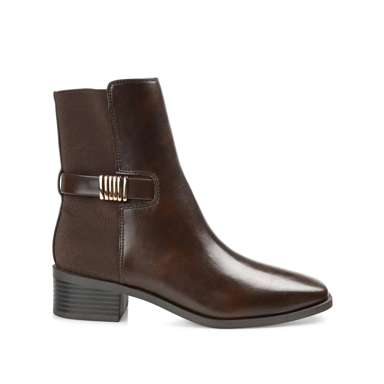AUBRIE SQUARE TOE BOOTIES IN FAUX LEATHER suede touch