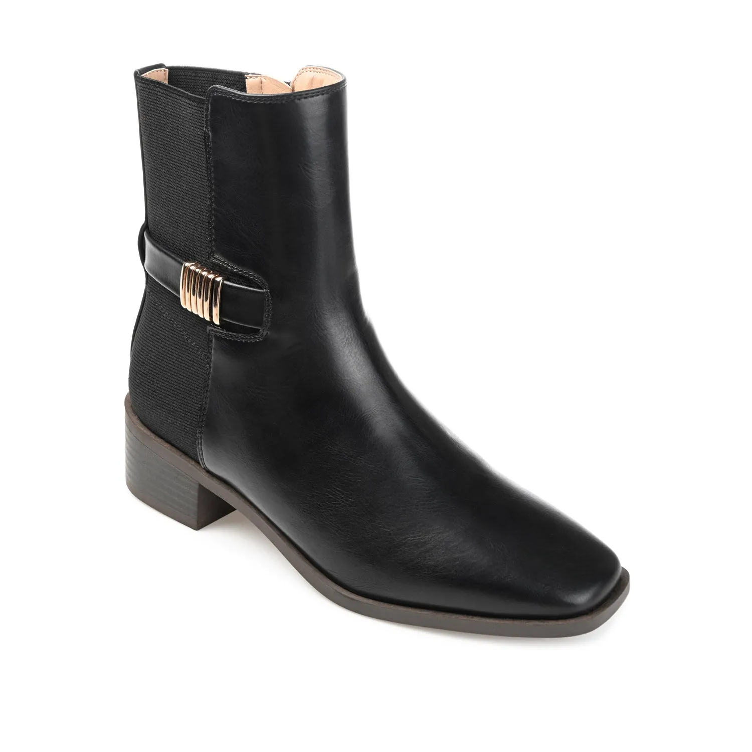 AUBRIE SQUARE TOE BOOTIES IN FAUX LEATHER suede touch